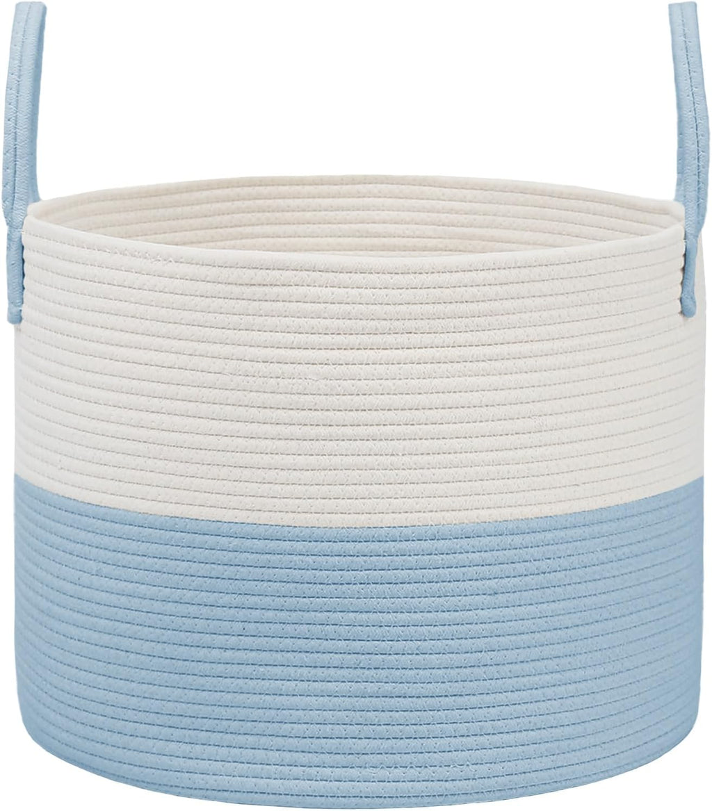 Woven Blanket Basket,115L Large Rope Storage Bin with Handles, Organizer for Blankets Toys Book and