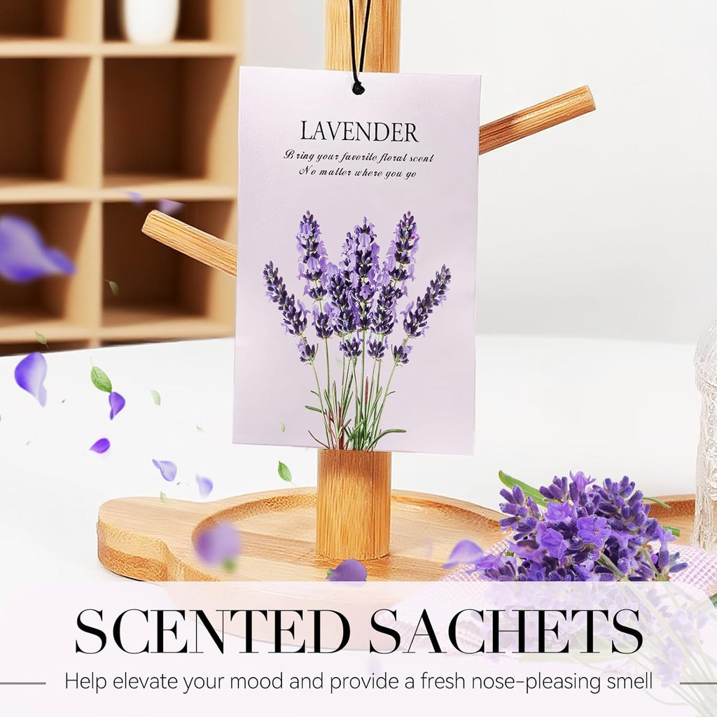 Lavender Scented Sachet Bags - 12 Pack Closet Freshener Odor Eliminator, Long Lasting Home
