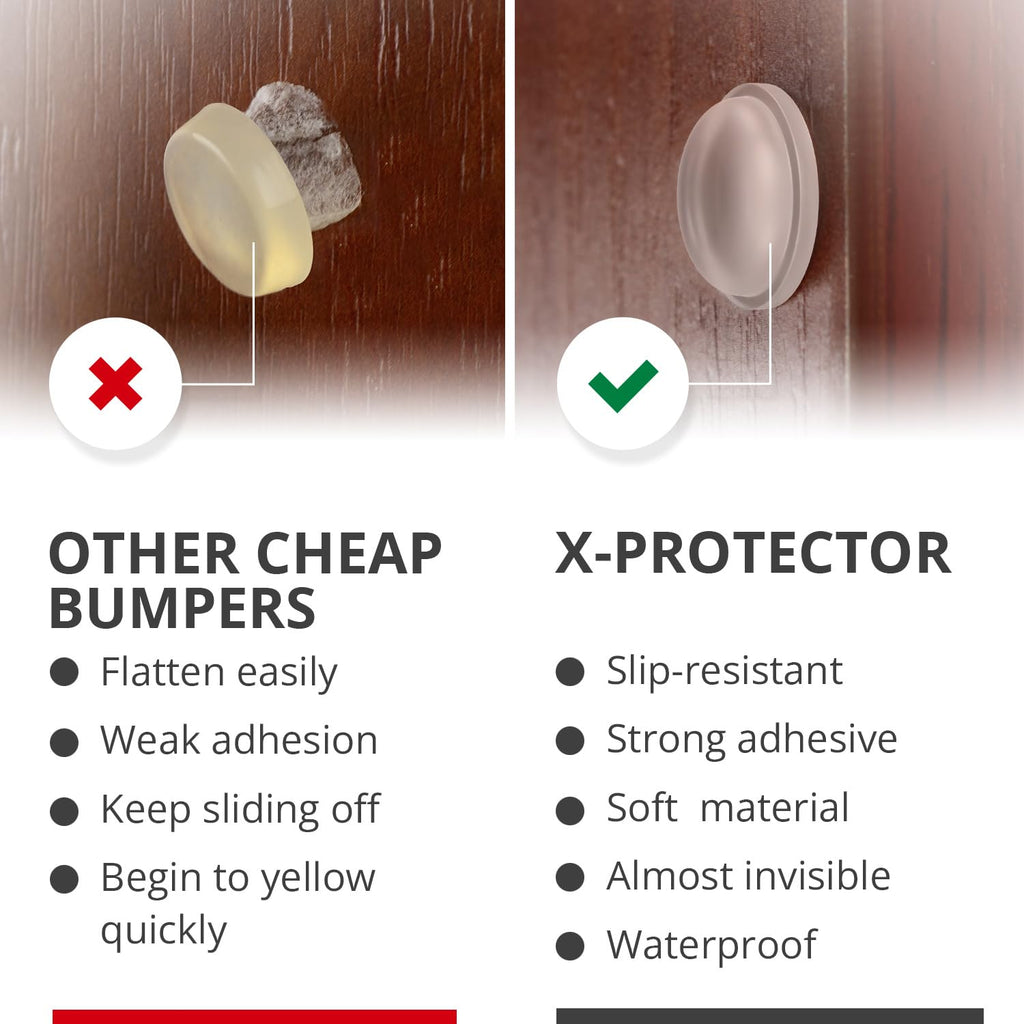X-Protector Cabinet Door Bumpers 100 PCS – 1/2" Silicone Clear Bumpers – Ideal Cabinet Bumpers