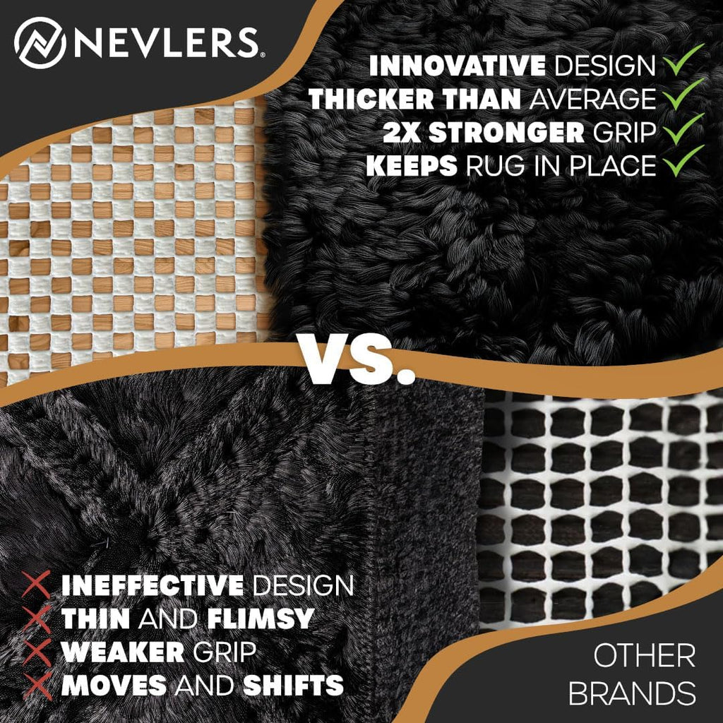 Nevlers Non Slip 3'x5' Rug Pads | White PVC Foam Rug Gripper for Hardwood Floors | Indoor/Outdoor