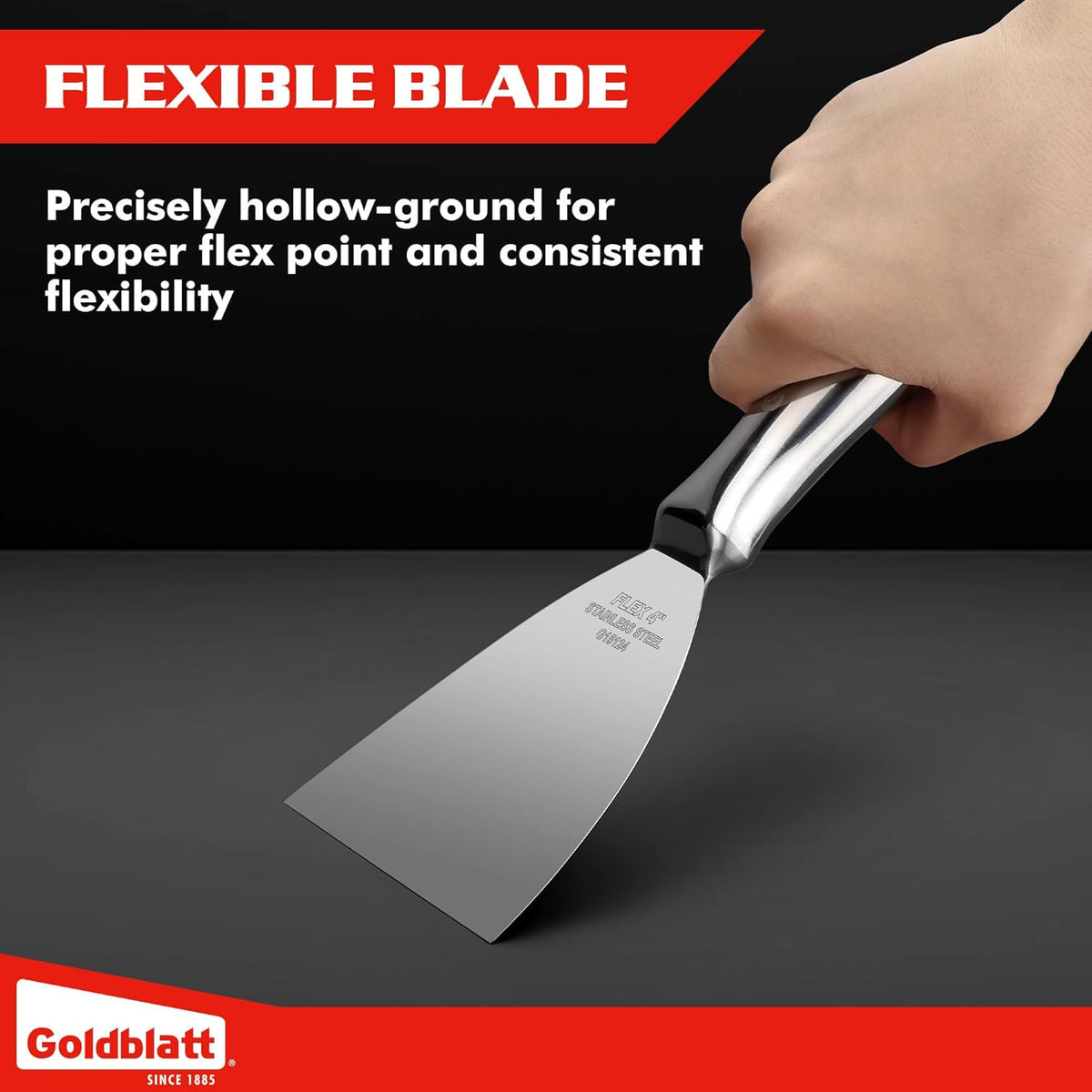 Goldblatt 3-Pack Putty Knife Set(4",5",6"), One-Piece Paint Scraper Tool, All Stainless Steel Joint