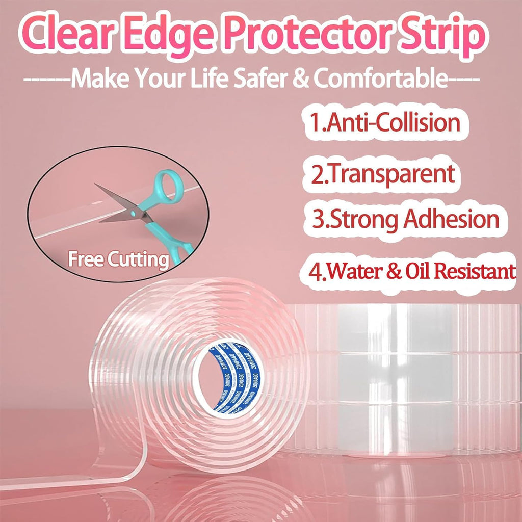 Clear Soft Corner Protectors for Furniture Strip,0.8in x13FT,2 RollSharp Edge & Table Bumper,Window
