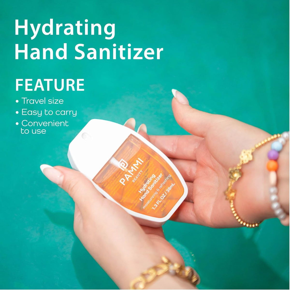 PAMMI Power Mist Hydrating Hand Sanitizer Spray, Portable Travel Size Pocket Hand Sanitizer