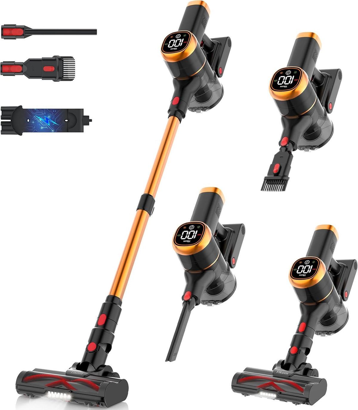 Tikom V500 Cordless Vacuum Cleaner for Home, 40000Pa/450W Stick Vacuum with LED Touch Screen