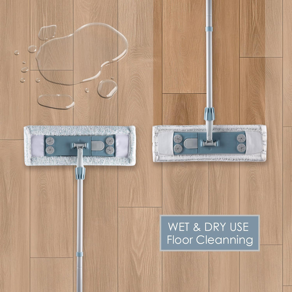 Dust Mop for Floor Cleaning,Magnetic Floor Flat Mop with 2 Washable Pads -Extendable 64‘’ Iron