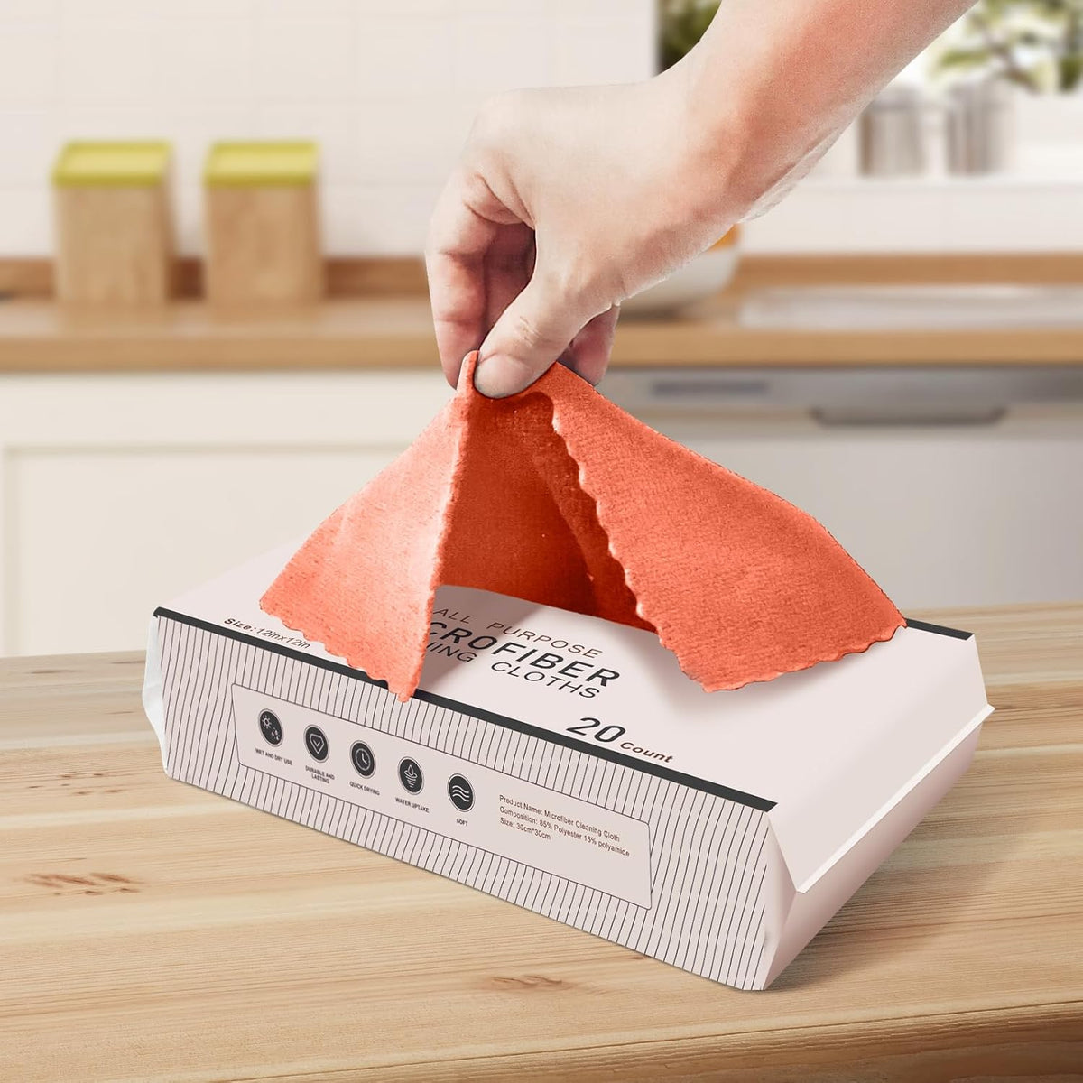 MRD's Home 20Pack Microfiber Cleaning Cloth in Bag,Multi-Purpose Reusable Cleaning Wipes Rags,Lint