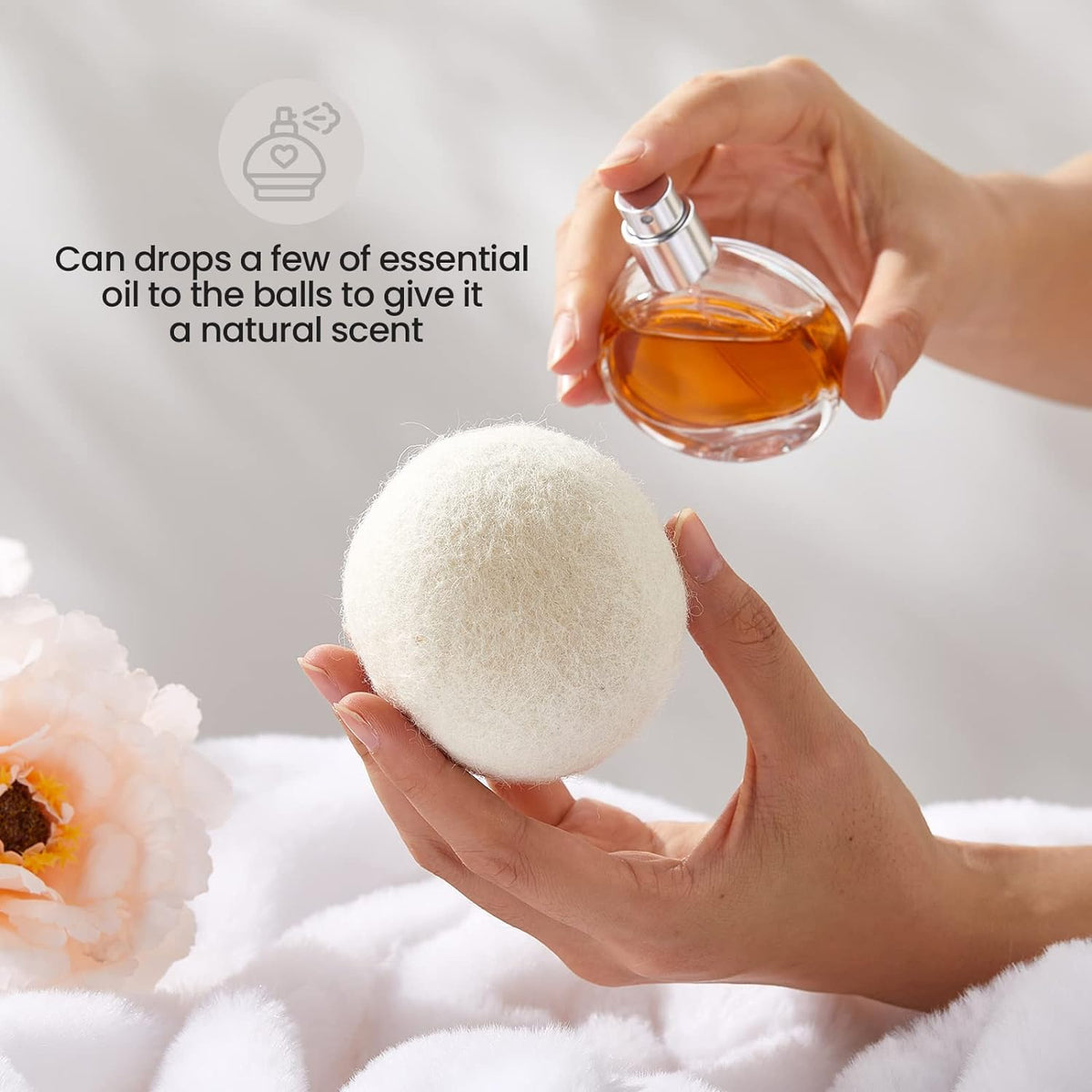 Roowest 46 Pcs Wool Dryer Balls Set Reusable Laundry Wool Balls with Muslin Bags Fabric Softener
