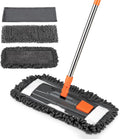 Dust Mop for Floor Cleaning with 3 Washable Pads (Chenille, Terry Cloth, Microfiber) and 55” Long