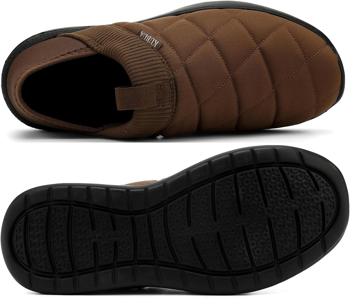 KUBUA Slippers for Men and Womens Indoor House Shoes Plush Slip on Outdoor Garden Loafers