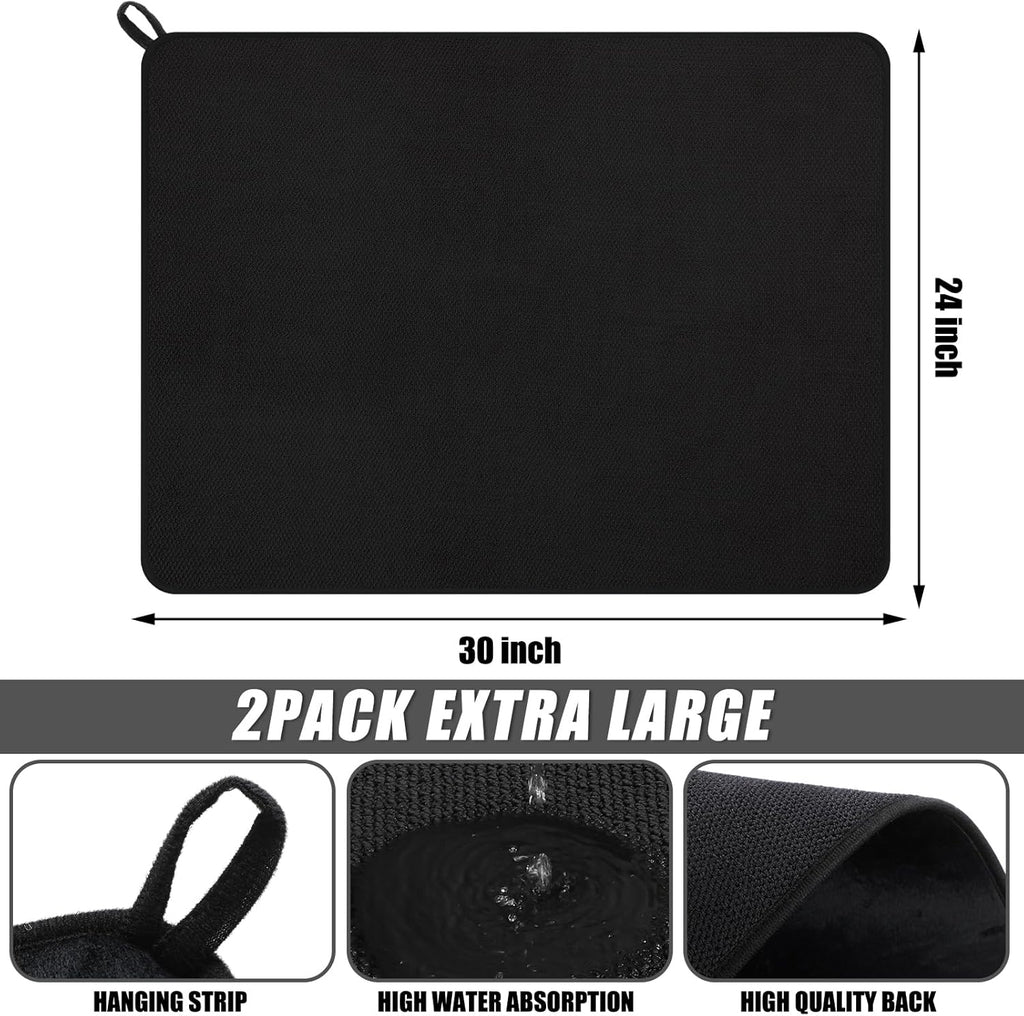 Hushee 2 Pack Extra Large Dish Drying Mat Microfiber Absorbent Dish Drying Pad Large Size Dishes