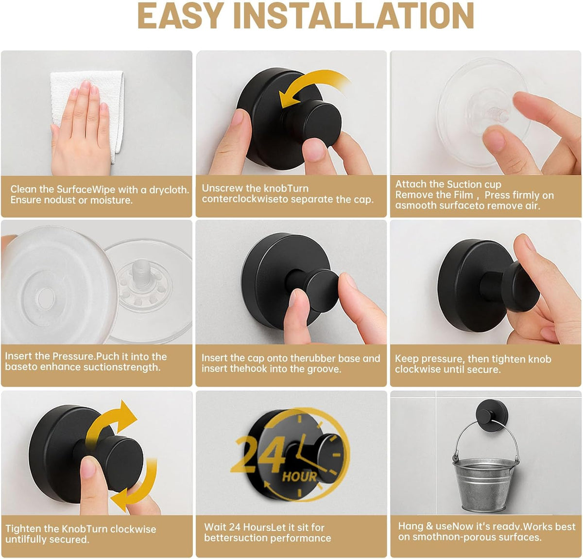 4 Pcs Suction Cup Hooks for Shower，Removable Hooks，Towel Hook，Suction Hook for Bathroom, Bedroom