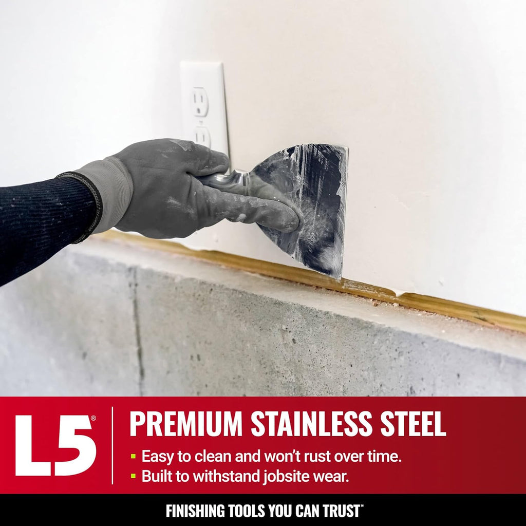 4" All Stainless Steel Joint Knife - LEVEL5 | Professional Grade Putty Blade, Premium Polished