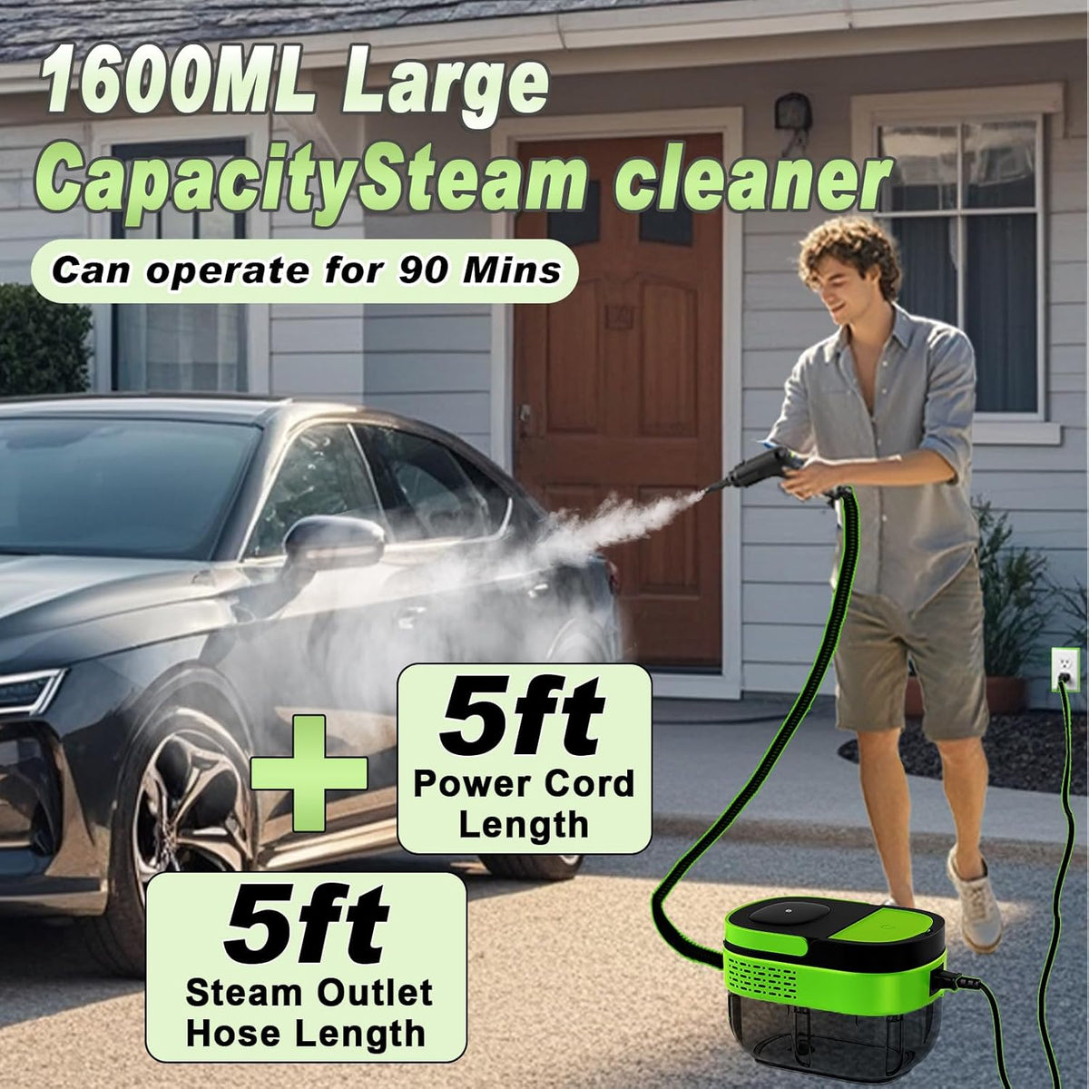 2500W Handheld Steam Cleaner,Portable Car Steamer For Auto Detailing,High-Temperature and Pressure