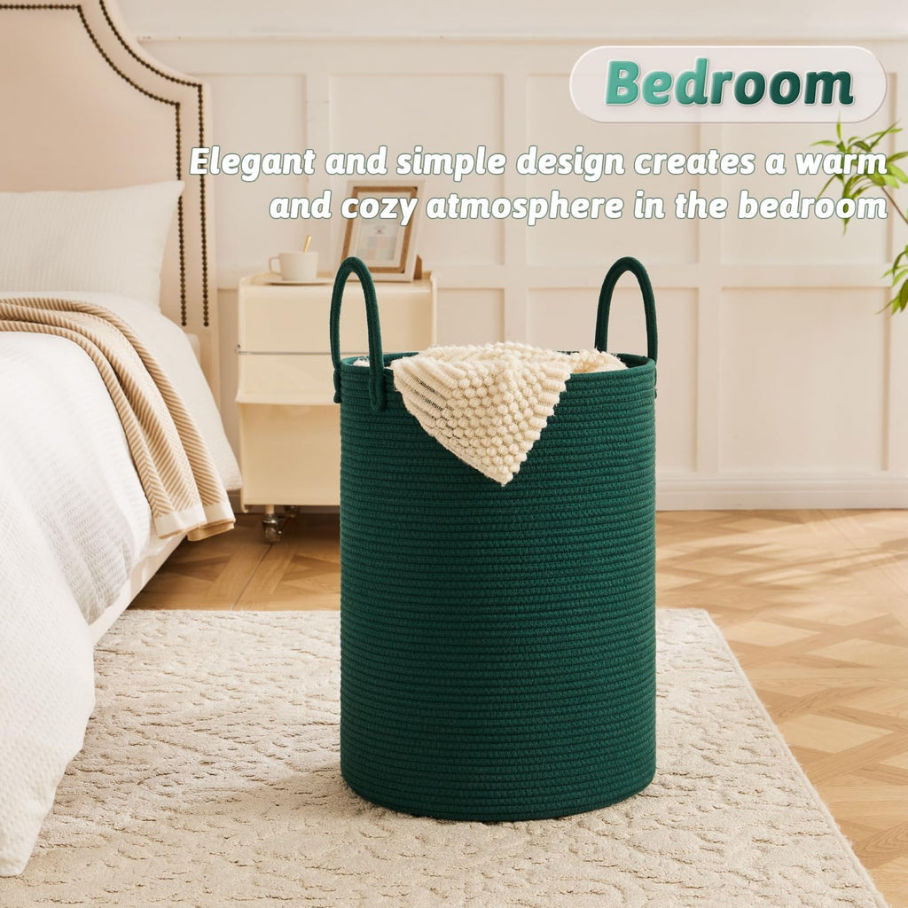 Laundry Basket,Woven Cotton Rope Laundry Hamper,40L for Decorative Storage of Dirty Clothes,Toys