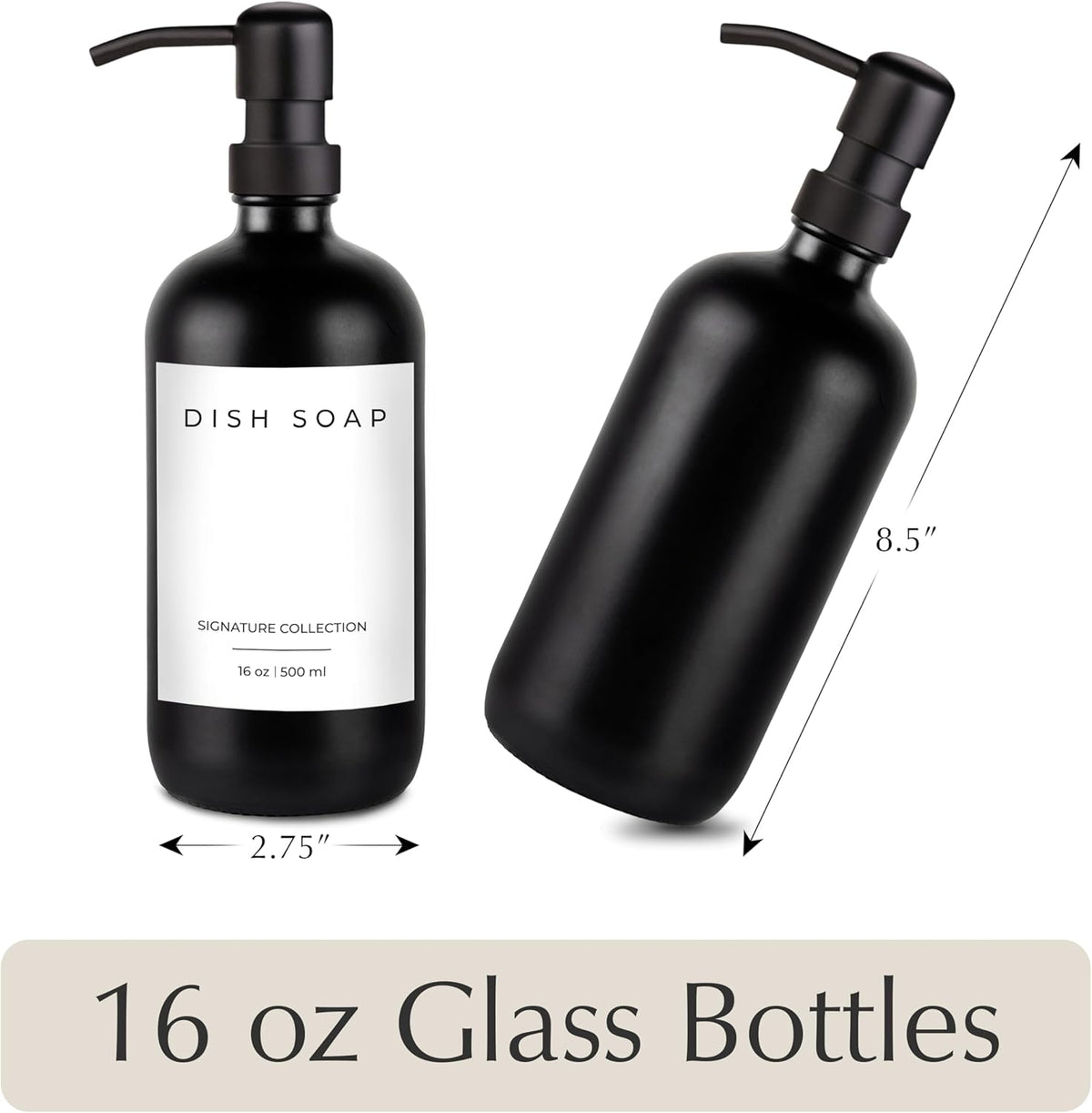Emerson Essentials Soap Dispenser Set, Dish Soap for Kitchen, Bathroom Set - Hands and Dishes for