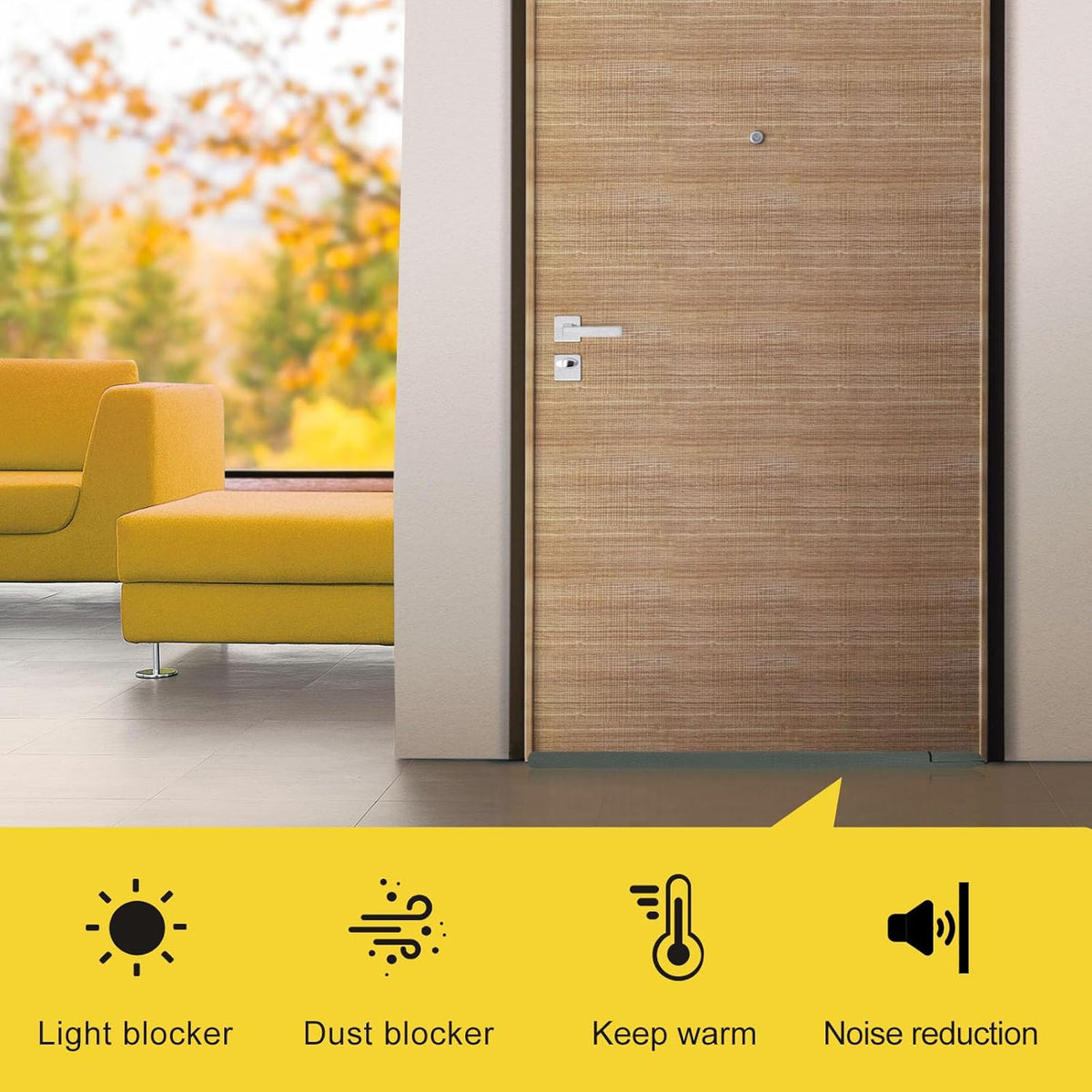 fowong Under Door Draft Stopper 32 Inch Adjustable Draft Stopper for Bottom of Door, Soundproof