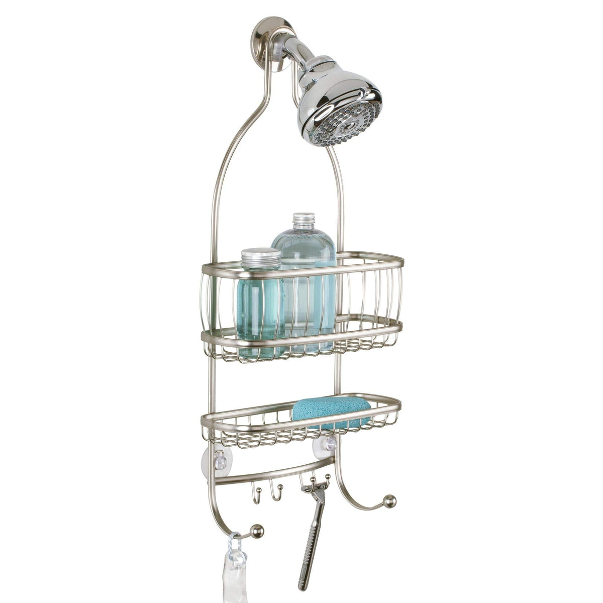 iDesign York Metal Wire Hanging Shower Caddy, Satin Silver