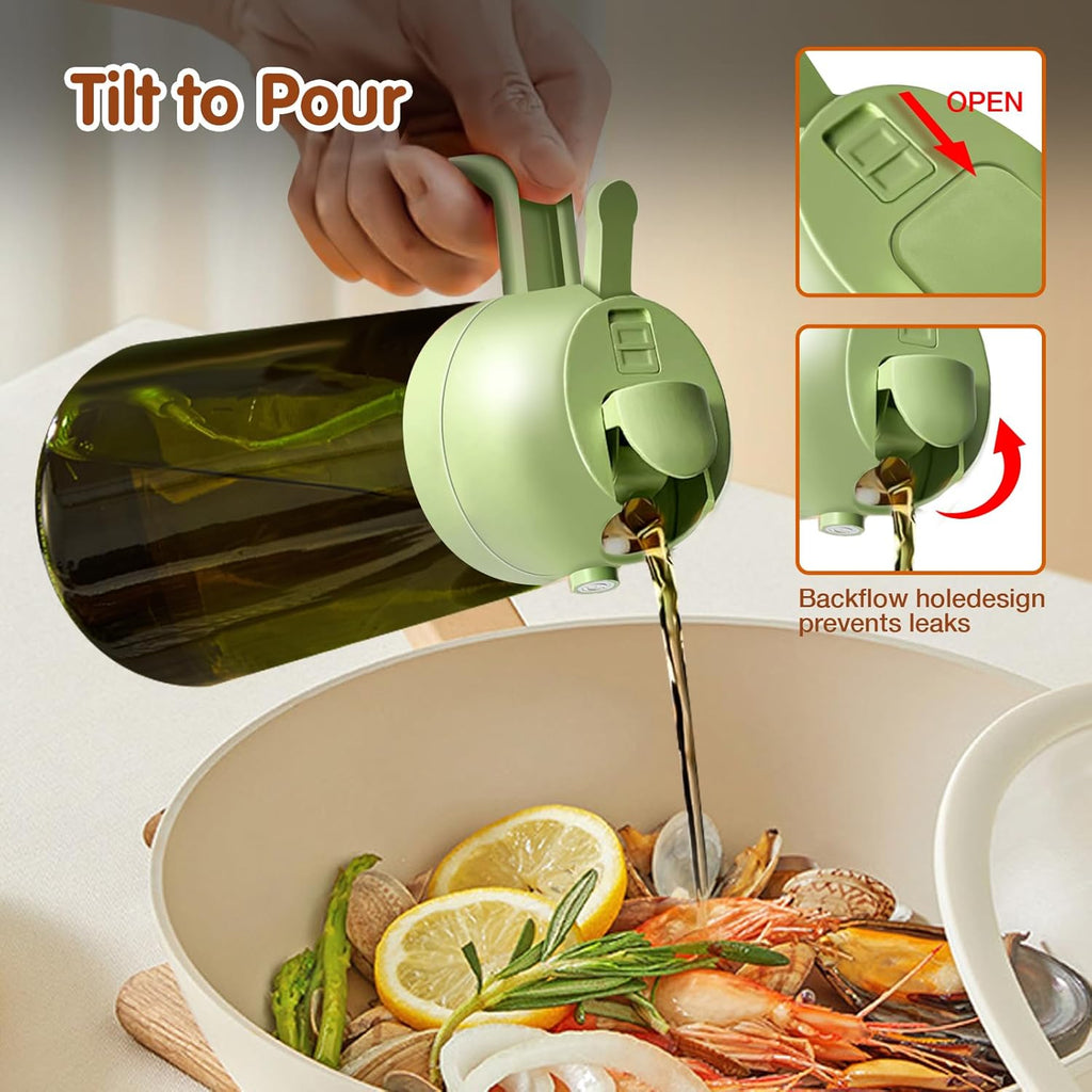 YARRAMATE 2PCS 16oz/470ml Oil Sprayer for Cooking with Stickers, Food-Grade 2 in 1 Olive Oil