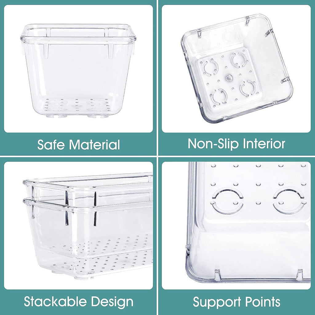 WOWBOX 25 PCS Clear Plastic Drawer Organizer Set, 4 Sizes Desk Drawer Divider Organizers and