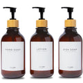 MaisoNovo Refillable Shampoo and Conditioner Bottles | 16.9 fl oz Set of 3 Amber Plastic Bottles