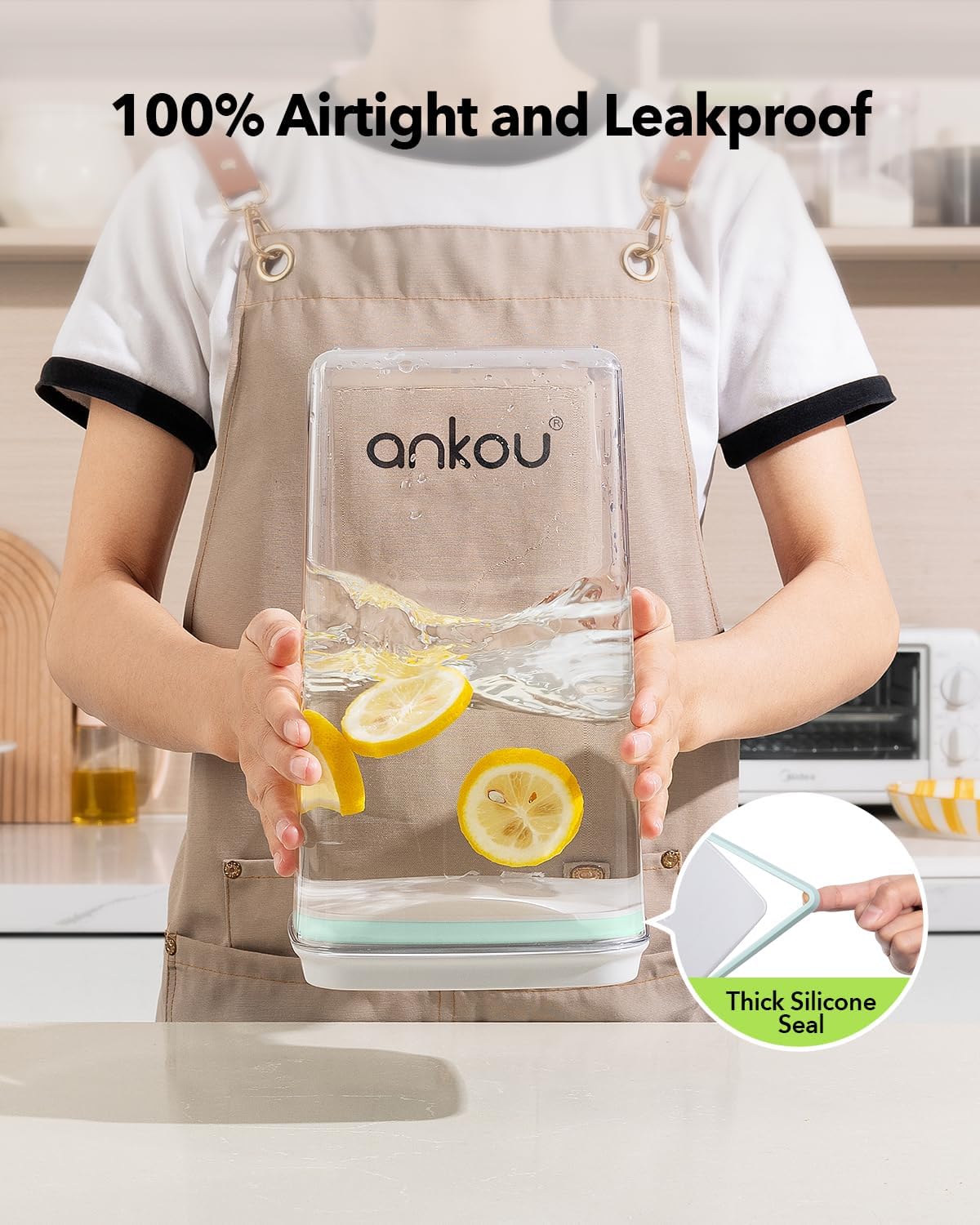 Airtight Pop Food Storage Container with Lid & 130ml Scoop, 4L/4.2qt BPA-Free Cereal, Rice, Flour