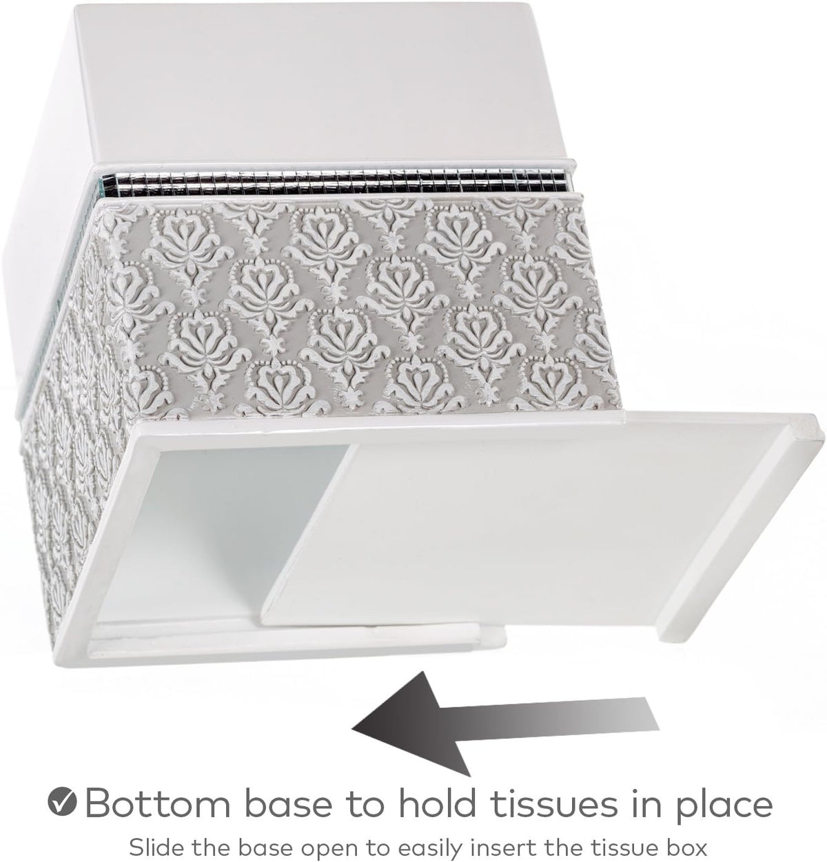Creative Scents Mirror Damask Square Tissue Box Cover - Decorative Bathroom Tissues Paper Holder
