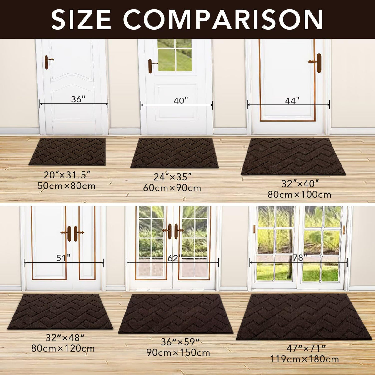 hicorfe Indoor Doormat, Welcome Door mat, Non Slip Door Mats 20"x31.5" Absorbent Resist Dirt