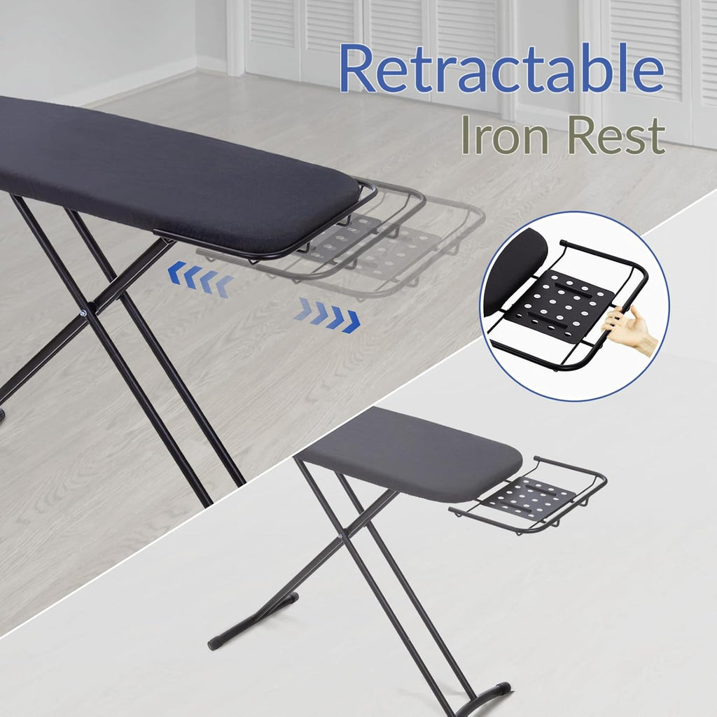 Ironing Board 48" x 15" with Retractable Iron Rest, RAINHOL Heavy Duty Full Size Iron Board, Sturdy