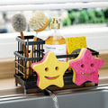 HapiRm Sink Caddy Sponge Holder - Self-draining Kitchen Sink Organizer with Smiley Face and Brush