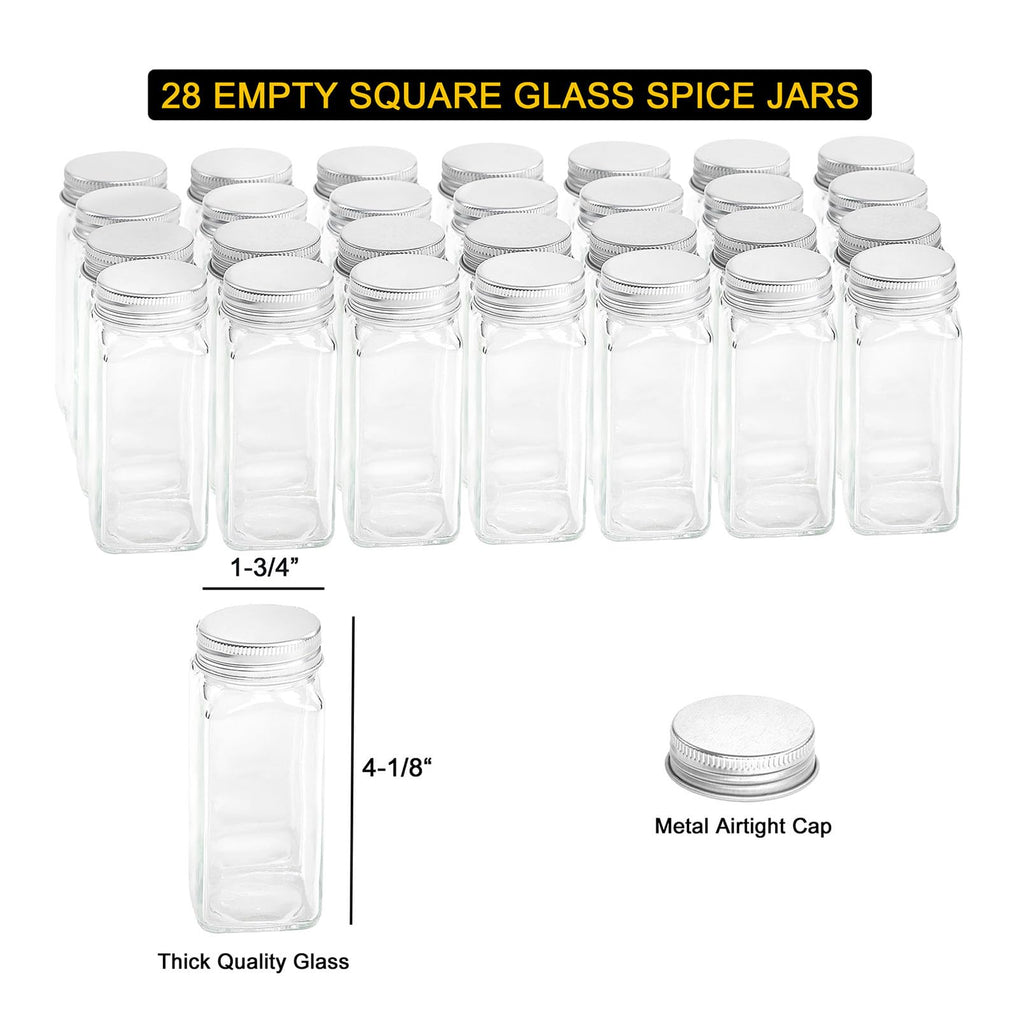 SpaceAid Spice Rack Organizer with 28 Spice Jars, 386 Spice Labels, Chalk Marker and Funnel Set for