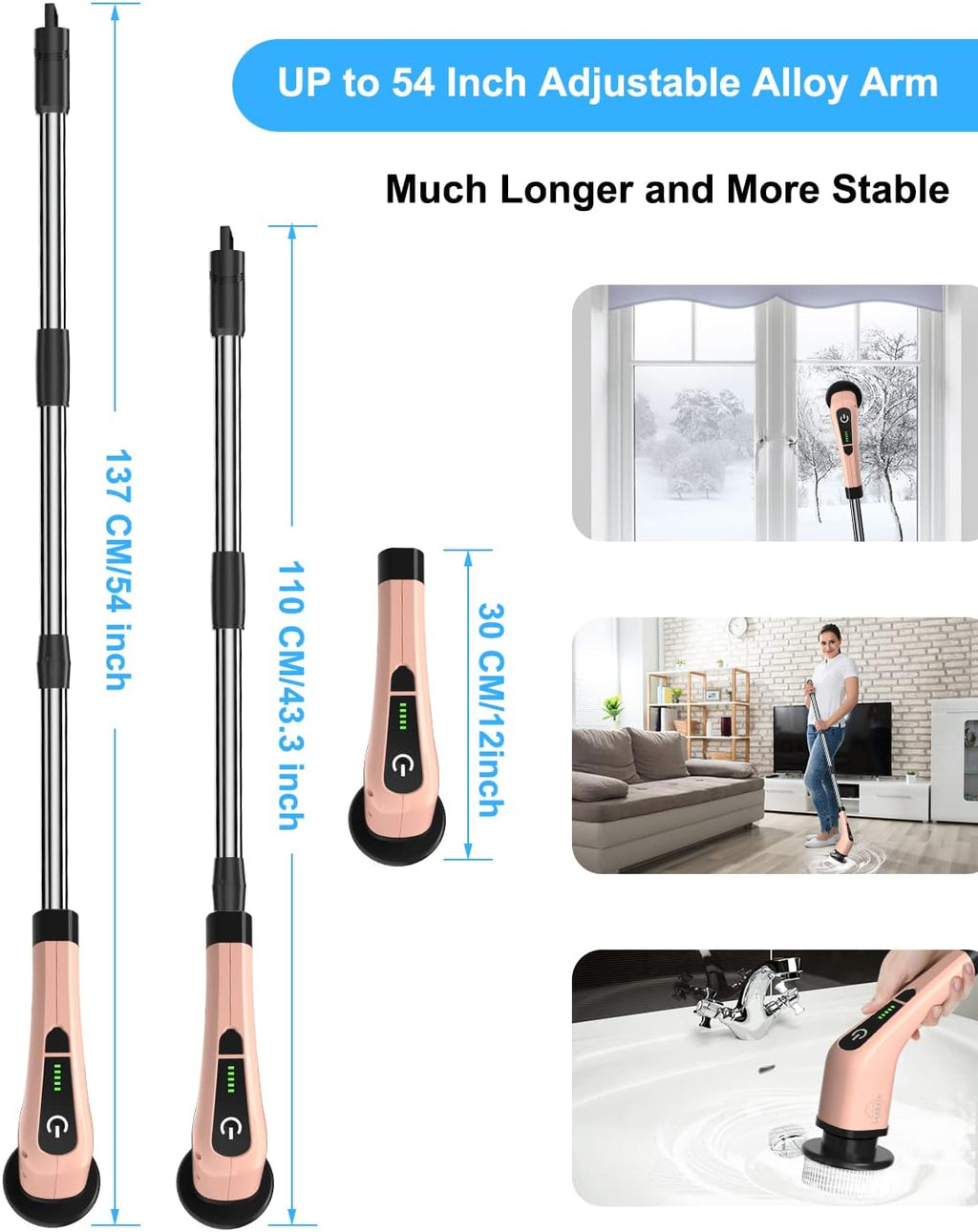 Leebein Electric Spin Scrubber, Cordless Powerful Scrub Brush for Cleaning Bathroom, Kitchen