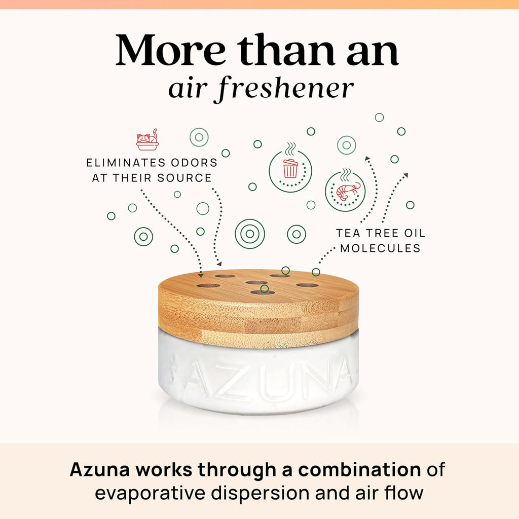 Azuna Air Freshener & Odor Eliminator for Strong Odor | 4 Room Kit Includes (4) Empty Luxe Glass