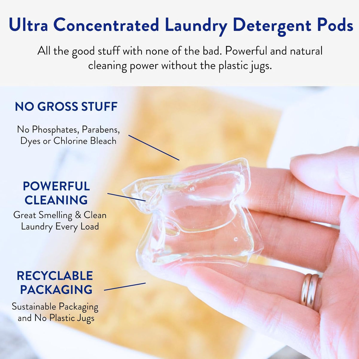 The Clean People Laundry Detergent Pods - Recyclable Packaging, Hypoallergenic, Stain Fighting