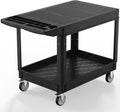 Utility Cart on Wheels, Heavy Duty Large Flat Top Rolling Service Cart, 46 x 25 Inch Work Carts, 2
