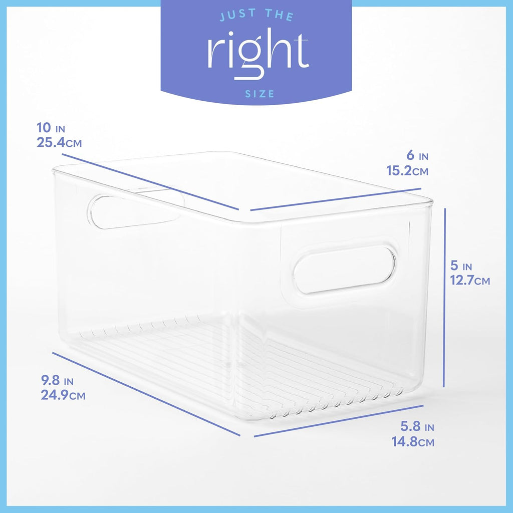Plastic Food Storage 8 Pack Clear Container Bin with Handles for Organizing Kitchen, Pantry