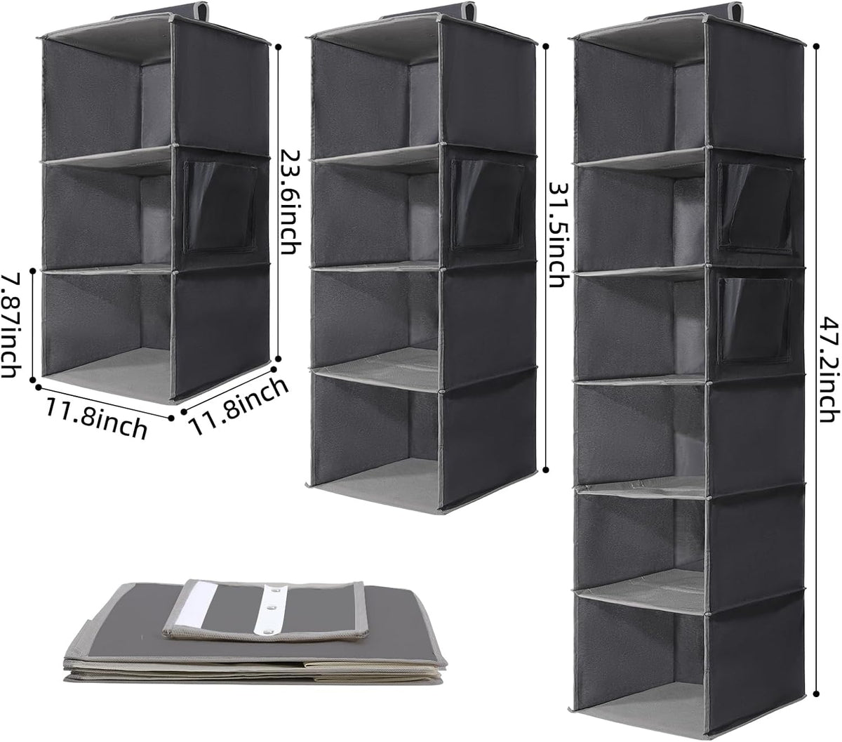 2 Packs Hanging Closet Organizer Storage, 6-Shelf Hanging Shelves for Closet, Closet Clothes