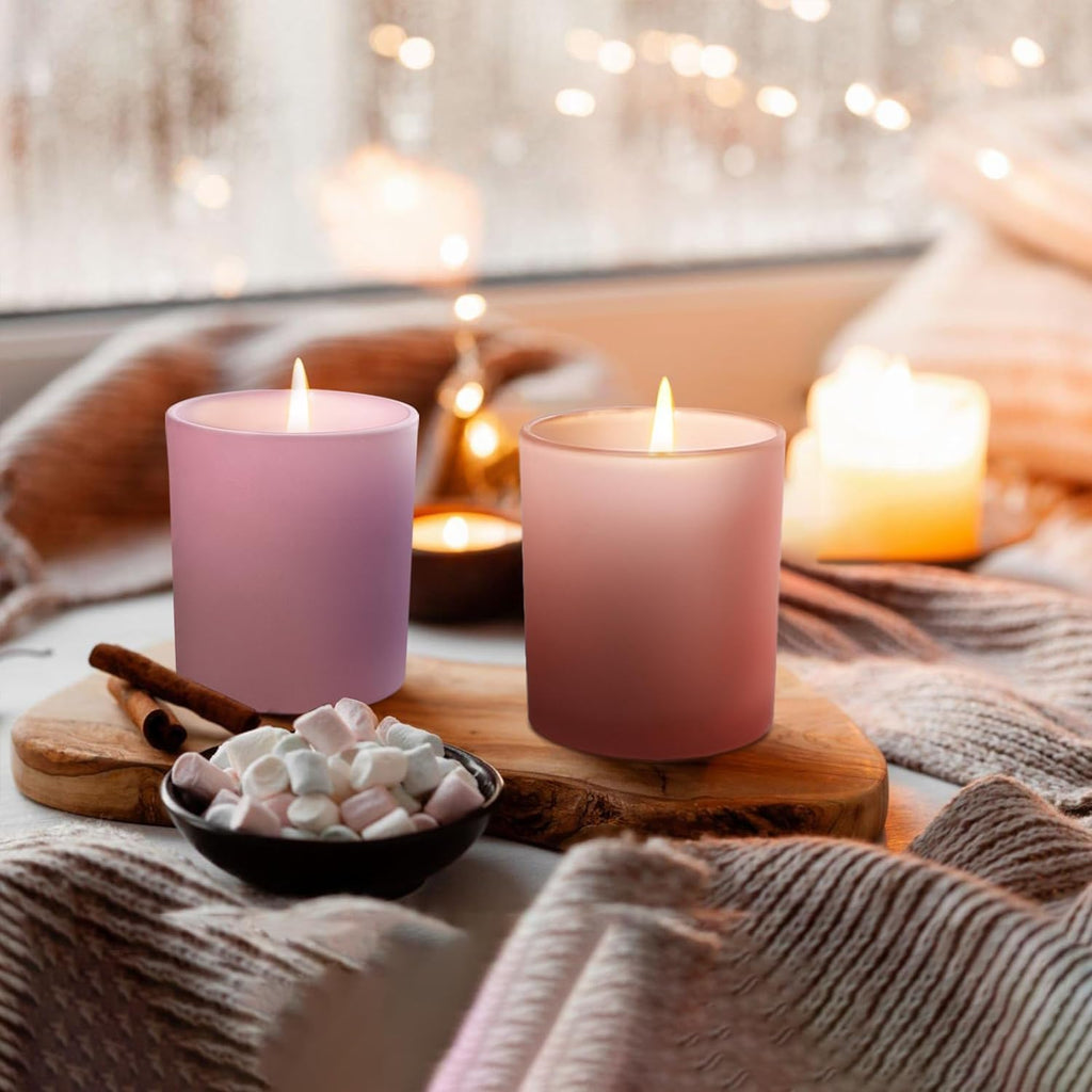 SHOWIN 14 OZ Thick Candle Jars for Making Candles 12 Pcs, 3 Wick Empty Jars with Wood Lids for