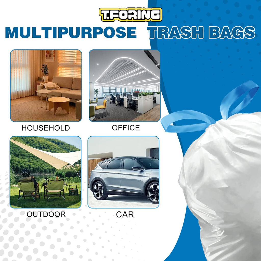 1.6 Gallon Mini Trash Bags Drawstring - 120 Count Strong Small Garbage Bags Unscented,White Trash