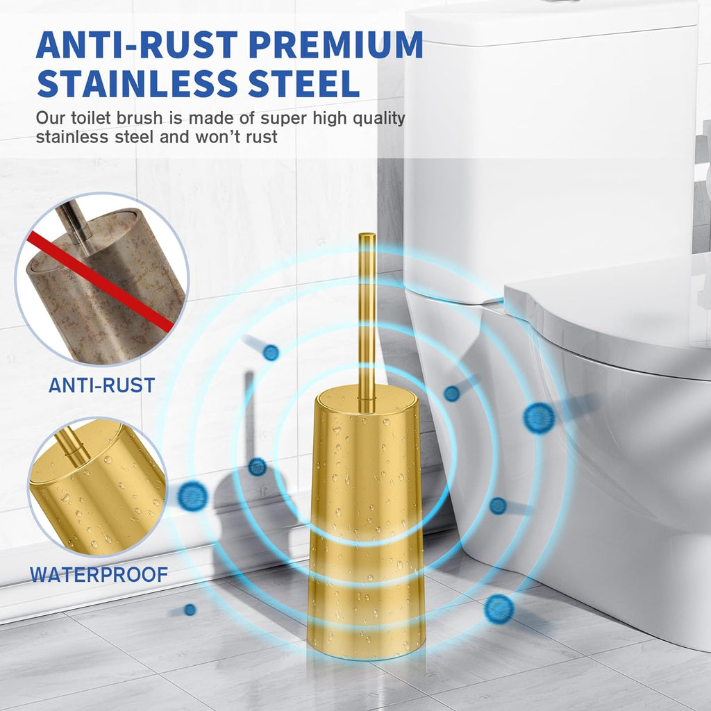 Toilet Brush and Holder, Toilet Brush Stainless Steel, Toilet Bowl Brush for Bathroom