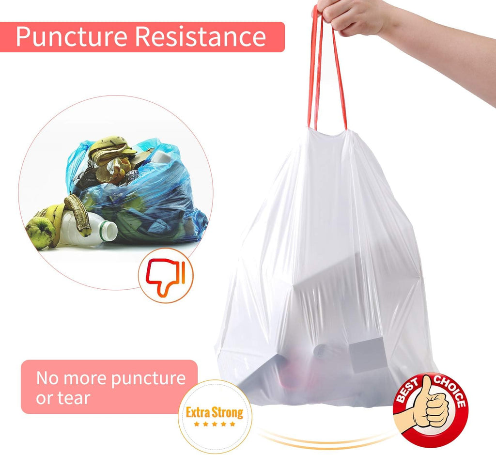 Small Trash Bags, KONE 192 Count 4 Gallon Drawstring Extra Thick Garbage Bags Wastebasket Bin