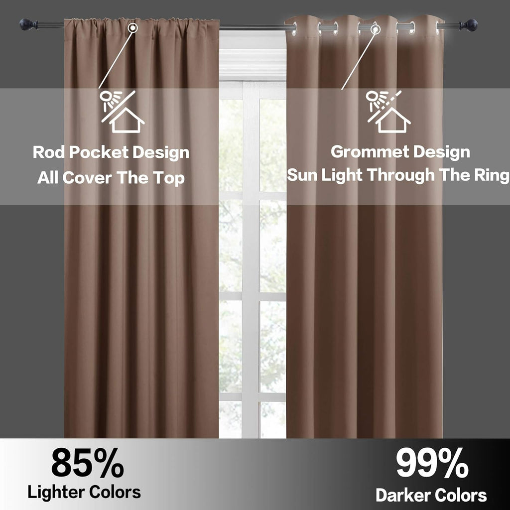RYB HOME Blackout Curtains for Bedroom - Heavy Duty Thermal Insulated Curtains Balance Summer Heat