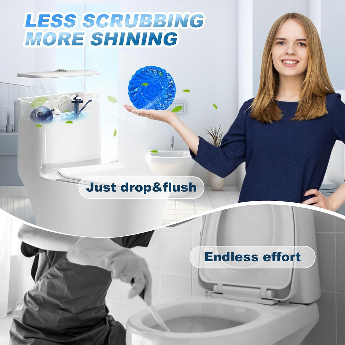 KIISIISO Multipurpose Bathroom Cleaners, 54 Pack Commercial & Household Toilet Bowl Cleaners, Blue
