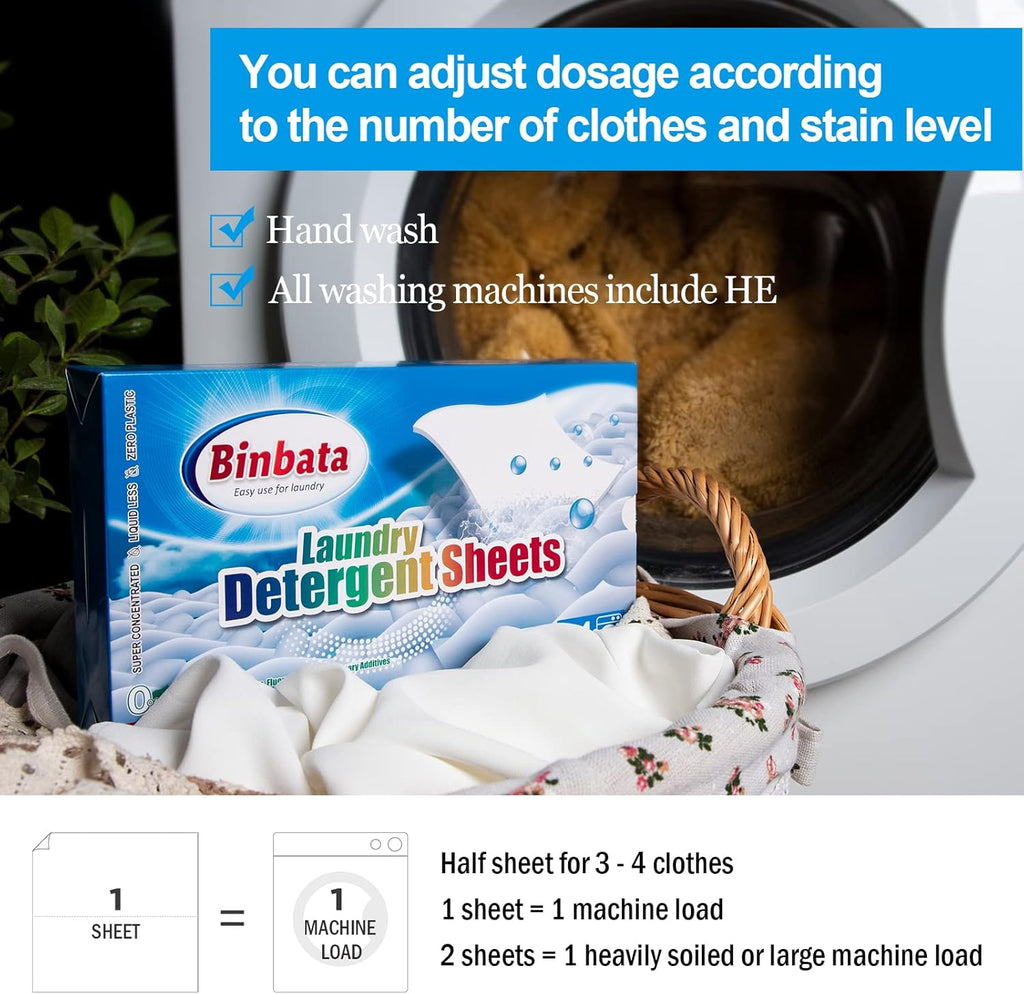Laundry Detergent Sheets, Up To 128 Loads Hypoallergenic Eco-Friendly Unscented Biodegradable