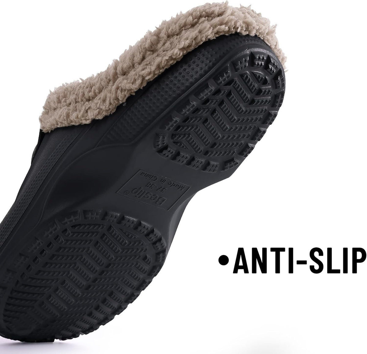 Beslip Classic Fur Lined Clogs Waterproof Winter Fuzzy Slippers for Women Men Indoor and Outdoor