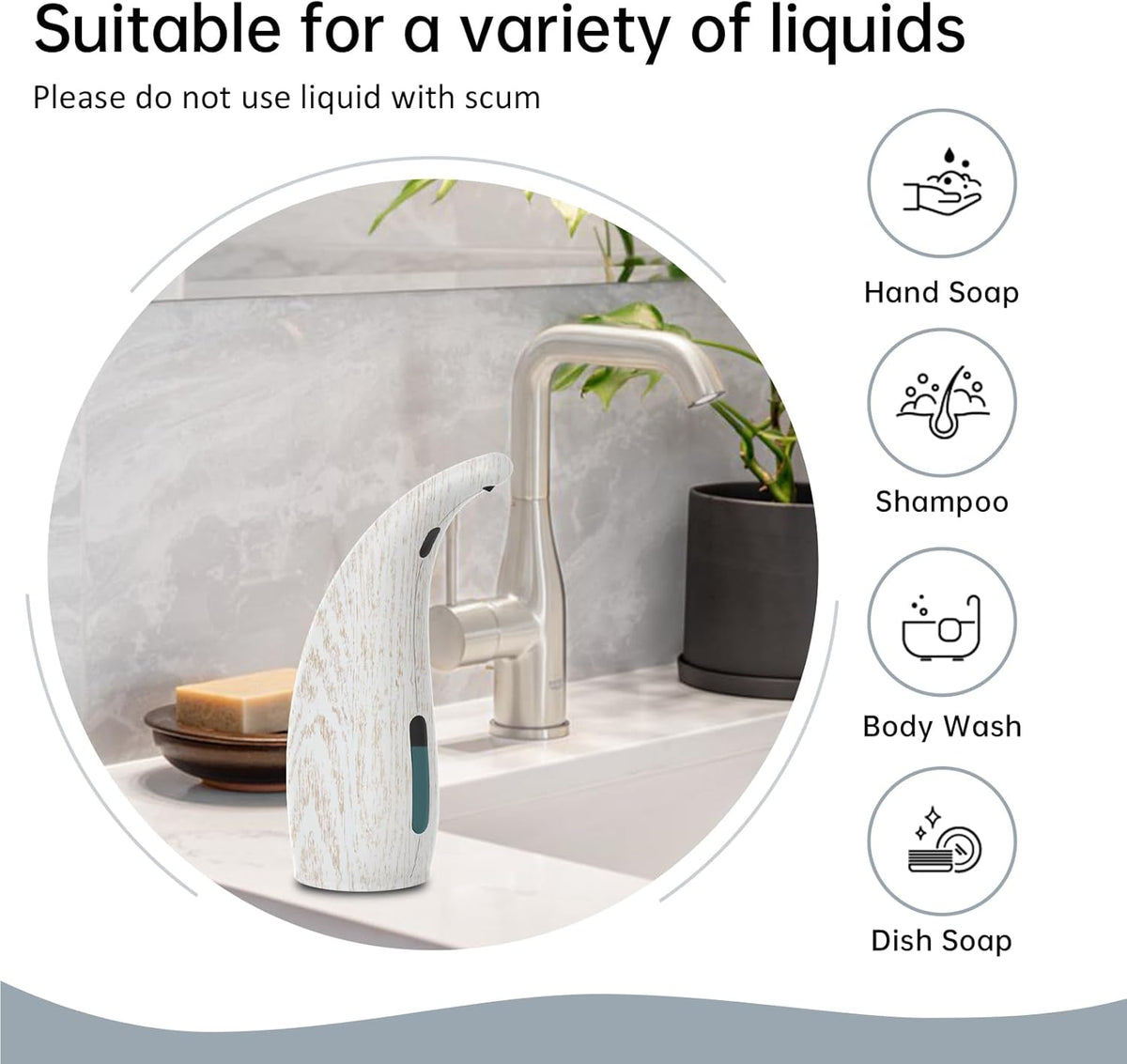 Automatic Liquid Soap Dispenser，300ML Touchless 4 Gear Adjustable,Countertop Electric Battery