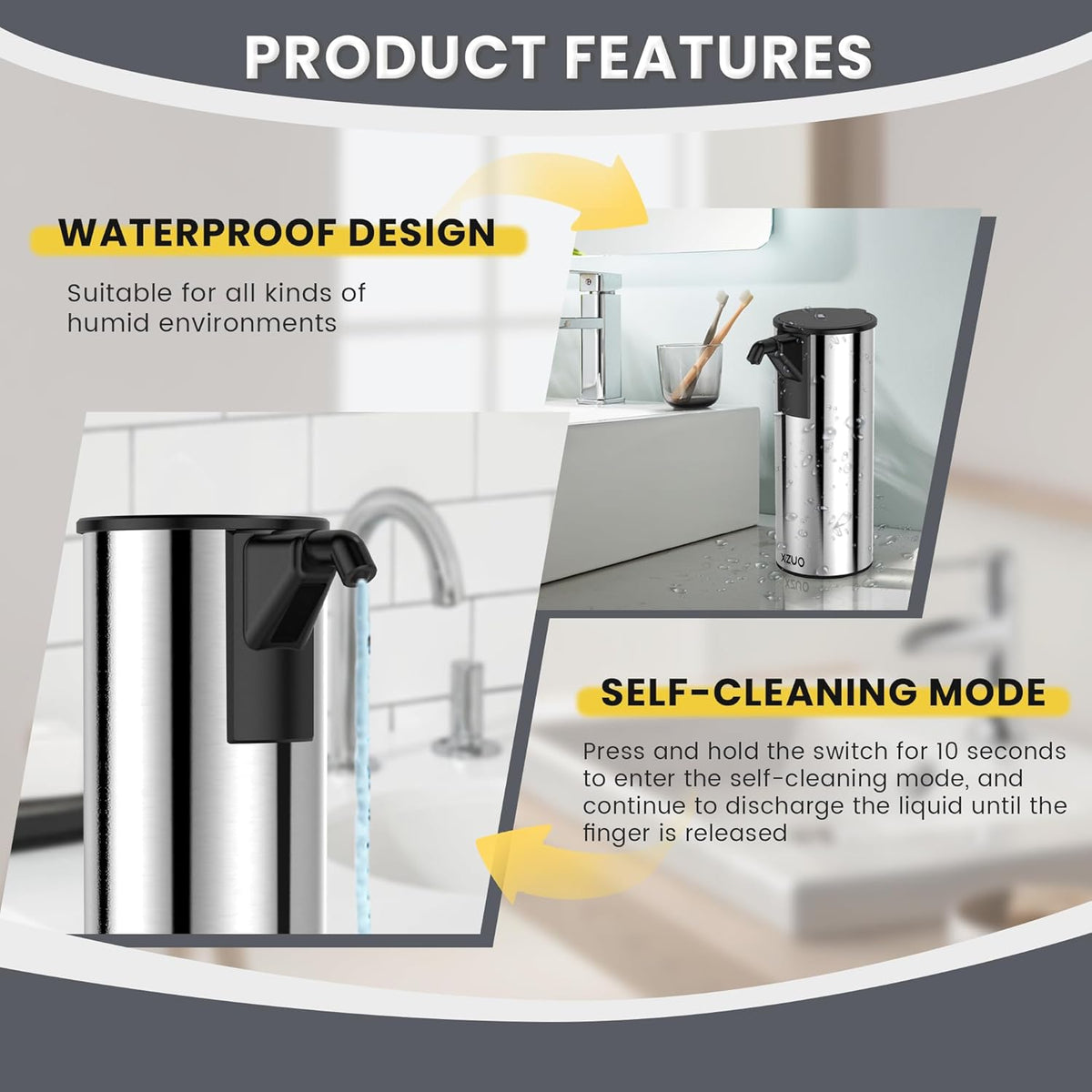 Automatic Soap Dispenser Touchless 11.8oz 4-Level Adjustment Auto Hand Soap Dispenser Stainless