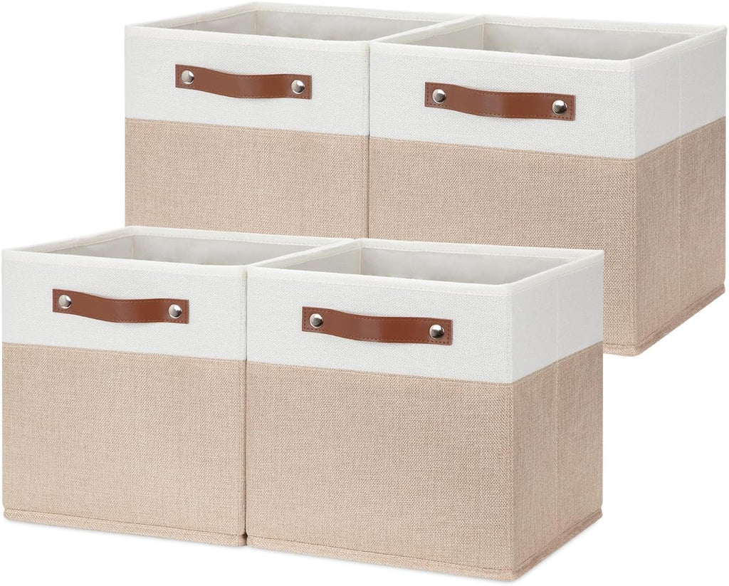 HNZIGE Fabric Storage Baskets Cubes Bins for Shelves, 11 x11 Foldable Storage Bins, Decorative