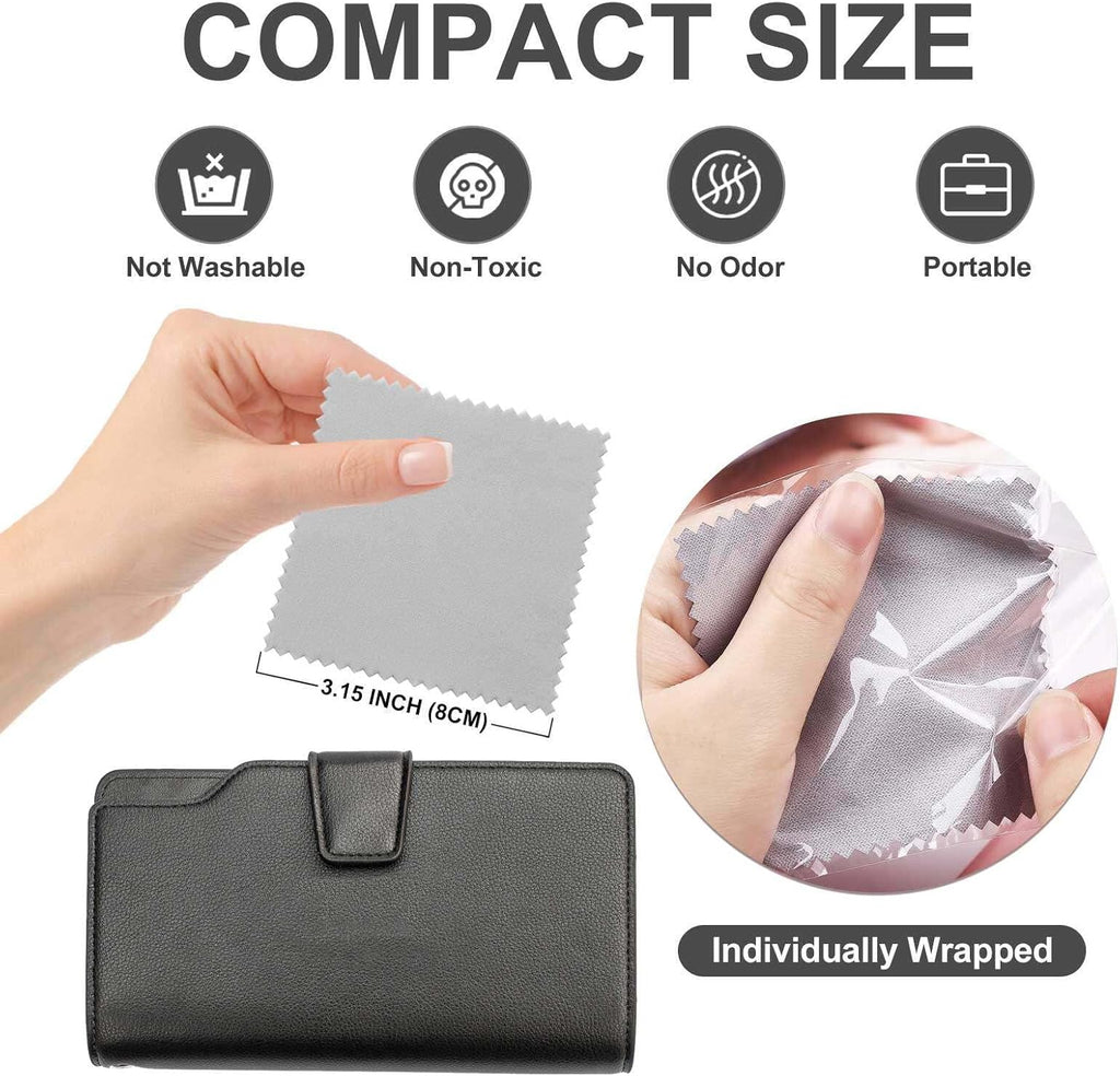 SEVENWELL 100pcs Jewelry Cleaning Cloth Gray Polishing Cloth for Sterling Silver Gold Platinum