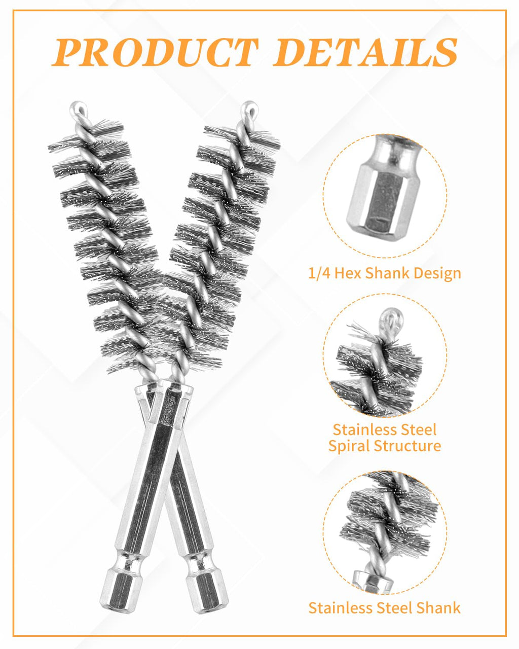24 pcs Bore Brush for Drill, Stainless Steel Wire Cleaning Brush Set, Abrasive Wire Bore Brushes