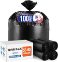 Delxo 55-60 Gallon Black Trash Bags, 100 Count – 0.9 Mil Medium Duty Garbage Bags, Thick, Durable &